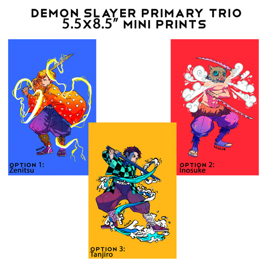 Demon Slayer Primary Trio 5.5x8.5” Mini Print