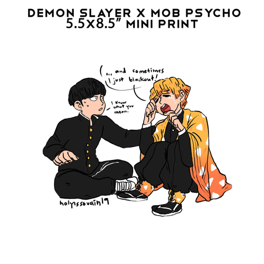 Demon Slayer x Mob Psycho Blackout 5.5x8.5” Mini Print